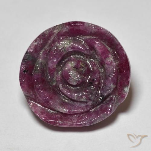 23.60ct 자연스러운 플럼 퍼플 루비-Zoisite, 플라워 컷, 불투명체