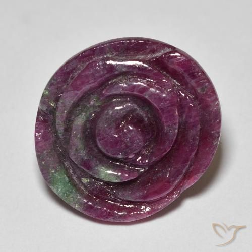 19.70ct 자연스러운 다색 루비-Zoisite, 플라워 컷, 불투명체