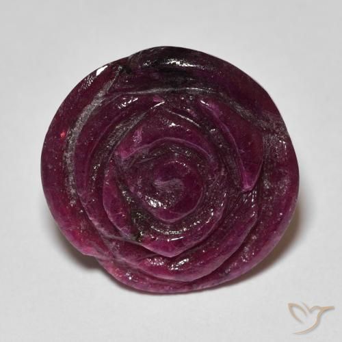 20.61ct 자연스러운 라즈베리 레드 루비-Zoisite, 플라워 컷, 불투명체