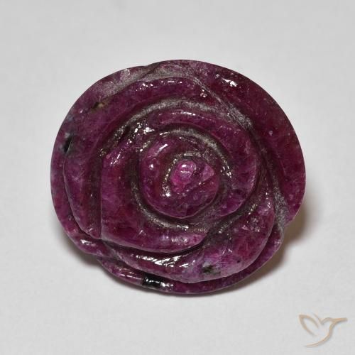 17.50ct 자연스러운 라즈베리 레드 루비-Zoisite, 플라워 컷, 불투명체