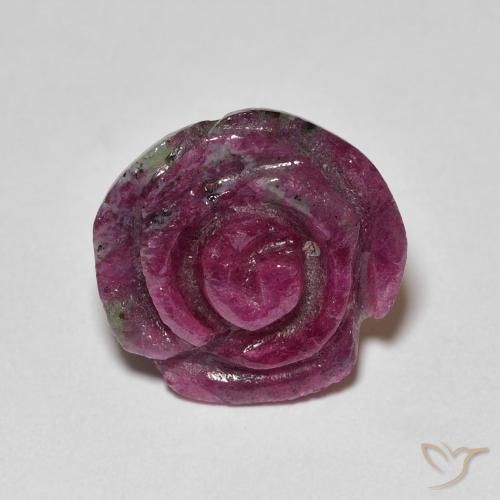 14.14ct 자연스러운 다색 루비-Zoisite, 플라워 컷, 불투명체