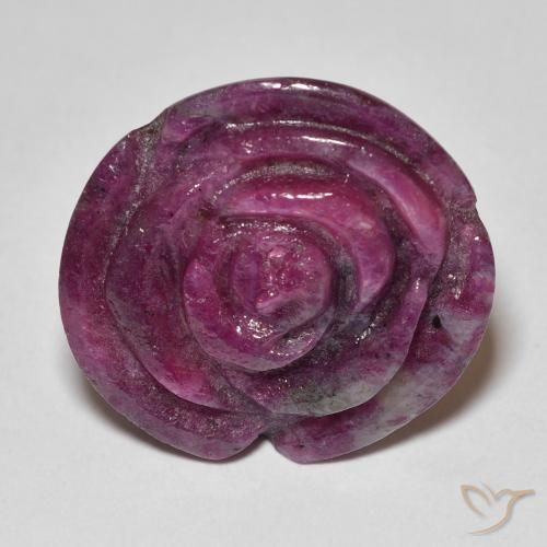 20.50ct 자연스러운 적자색 루비-Zoisite, 플라워 컷, 불투명체