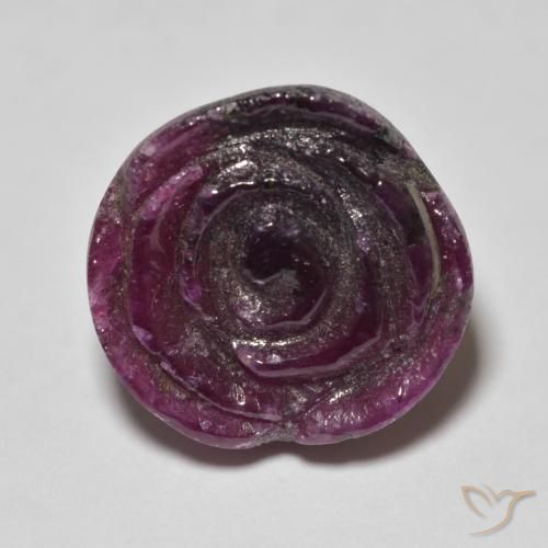 15.45ct 자연스러운 미디엄 퍼플 루비-Zoisite, 플라워 컷, 불투명체