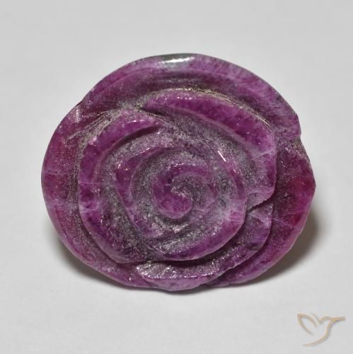 14.07ct 자연스러운 Medium Dark-Purple 루비-Zoisite, 플라워 컷, 불투명체