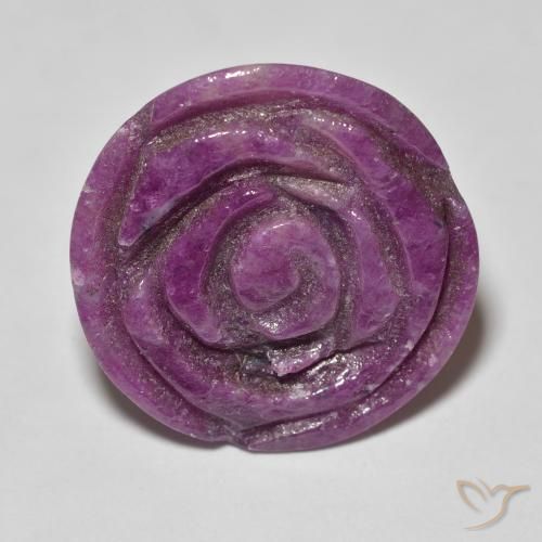 14.36ct 자연스러운 Medium Dark-Purple 루비-Zoisite, 플라워 컷, 불투명체