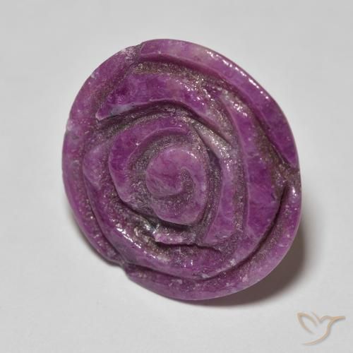 14.36캐럿 천연 Medium Dark-Purple 루비-Zoisite, 플라워 컷, 불투명체