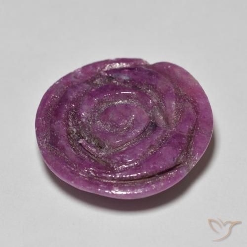 14.36캐럿 천연 Medium Dark-Purple 루비-Zoisite, 플라워 컷, 불투명체