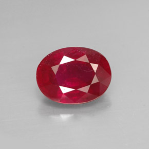 1.82캐럿 천연 핑크 레드 루비, 타원형 컷, 8.1×6.2 mm, SI