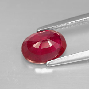 1.82캐럿 천연 핑크 레드 루비, 타원형 컷, 8.1×6.2 mm, SI