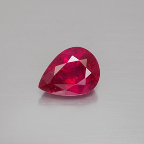 1.53캐럿 천연 핑크 레드 루비, 배 모양, 8×6 mm, VS-SI