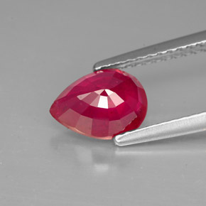 1.58캐럿 천연 핑크 레드 루비, 배 모양, 8.1×6.1 mm, VS-SI