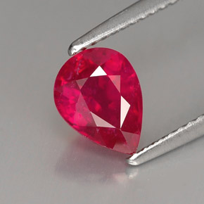 1.61캐럿 천연 핑크 레드 루비, 배 모양, 8×6 mm, VS-SI