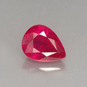 1.60캐럿 천연 핑크 레드 루비, 배 모양, 7.9×6 mm, VS-SI