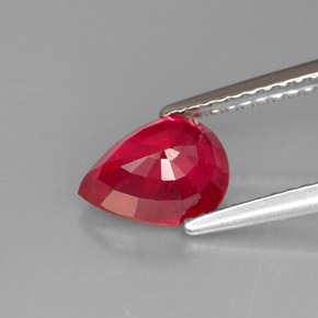 1.64캐럿 천연 핑크 레드 루비, 배 모양, 8.2×6.1 mm, VS-SI