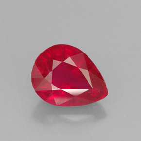 1.62캐럿 천연 핑크 레드 루비, 배 모양, 8×6.2 mm, VS-SI
