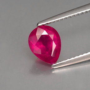 1.61캐럿 천연 핑크 레드 루비, 배 모양, 7.9×6.2 mm, VS-SI