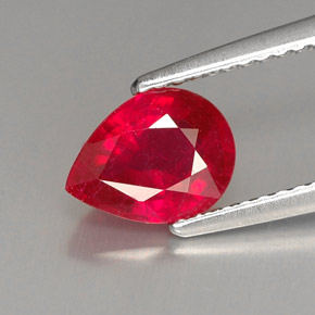 1.51캐럿 천연 핑크 레드 루비, 배 모양, 8×6.1 mm, VS-SI