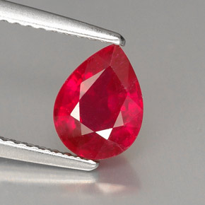 1.51캐럿 천연 핑크 레드 루비, 배 모양, 8×6.1 mm, VS-SI
