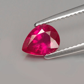 1.31캐럿 천연 핑크 레드 루비, 배 모양, 7.8×6 mm, VS-SI