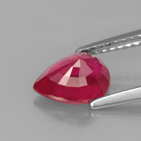 1.59캐럿 천연 핑크 레드 루비, 배 모양, 8×6.2 mm, VS-SI