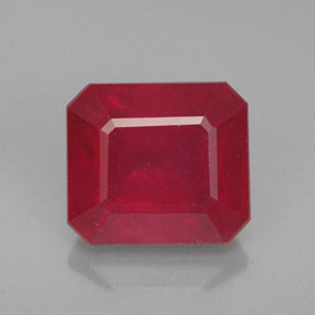 4.93캐럿 천연 레드 루비, 에메랄드 컷, 9.4×8.4 mm, VS-SI