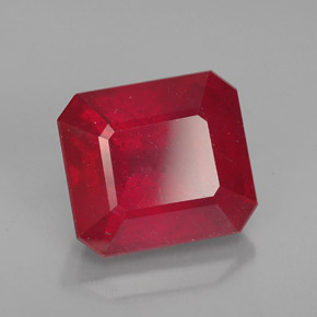 4.93캐럿 천연 레드 루비, 에메랄드 컷, 9.4×8.4 mm, VS-SI