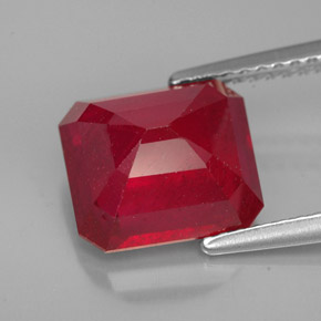 4.93캐럿 천연 레드 루비, 에메랄드 컷, 9.4×8.4 mm, VS-SI
