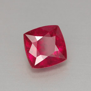 1.72캐럿 천연 레드 루비, 쿠션 컷, 6.5×6.5 mm, VS-SI