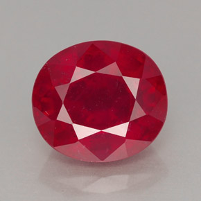 3.68캐럿 천연 레드 루비, 타원형 컷, 9.2×8.2 mm, VS-SI