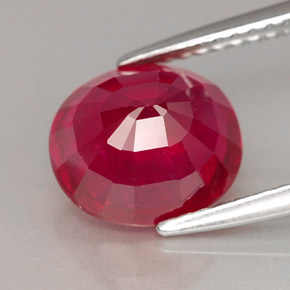 3.68캐럿 천연 레드 루비, 타원형 컷, 9.2×8.2 mm, VS-SI