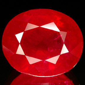 4.56캐럿 천연 레드 루비, 타원형 컷, 10.2×8.6 mm, SI