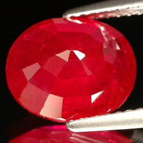 4.56캐럿 천연 레드 루비, 타원형 컷, 10.2×8.6 mm, SI