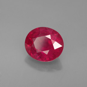 1.80캐럿 천연 핑크 레드 루비, 타원형 컷, 7.6×6.7 mm, VS-SI