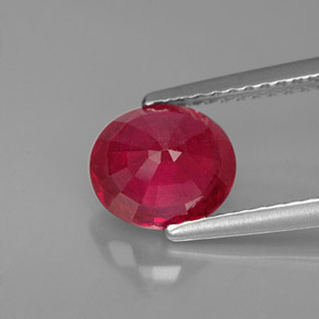 1.80캐럿 천연 핑크 레드 루비, 타원형 컷, 7.6×6.7 mm, VS-SI