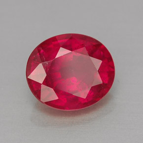 1.60캐럿 천연 핑크 레드 루비, 타원형 컷, 7.5×6.4 mm, VS-SI