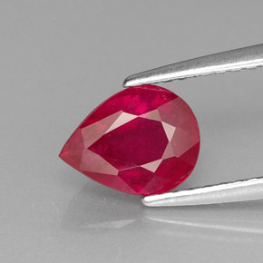 1.51캐럿 천연 핑크 레드 루비, 배 모양, 7.9×6 mm, VS-SI
