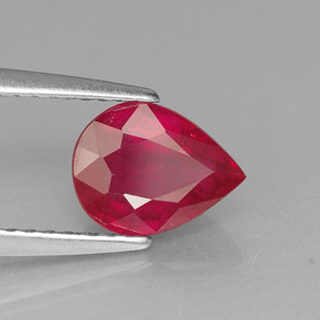 1.51캐럿 천연 핑크 레드 루비, 배 모양, 7.9×6 mm, VS-SI