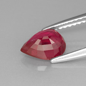 1.51캐럿 천연 핑크 레드 루비, 배 모양, 7.9×6 mm, VS-SI