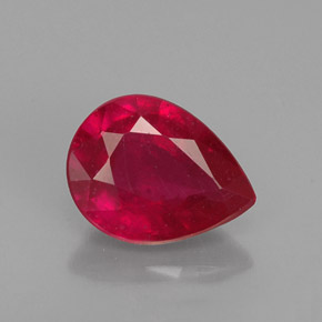 1.36캐럿 천연 핑크 레드 루비, 배 모양, 8×6.2 mm, VS-SI