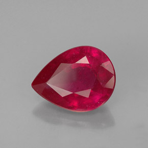 1.36캐럿 천연 핑크 레드 루비, 배 모양, 8×6.2 mm, VS-SI