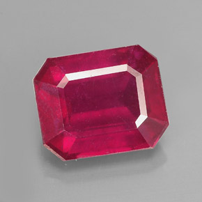 4.68캐럿 천연 핑크 레드 루비, 에메랄드 컷, 9.9×8.1 mm, VS-SI