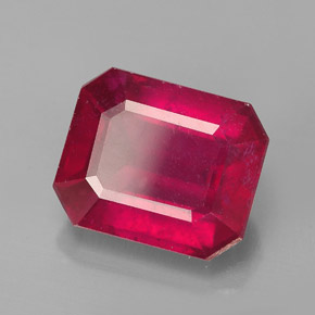 4.68캐럿 천연 핑크 레드 루비, 에메랄드 컷, 9.9×8.1 mm, VS-SI