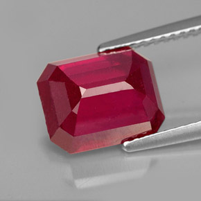 4.68캐럿 천연 핑크 레드 루비, 에메랄드 컷, 9.9×8.1 mm, VS-SI