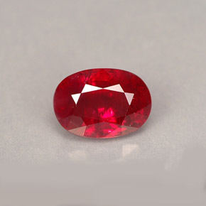 1.62캐럿 천연 레드 루비, 타원형 컷, 7.5×5.3 mm, SI