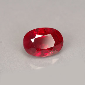 1.62캐럿 천연 레드 루비, 타원형 컷, 7.5×5.3 mm, SI