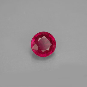 0.85캐럿 천연 레드 루비, 라운드 컷, 5.33 mm, VS-SI