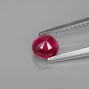 0.85캐럿 천연 레드 루비, 라운드 컷, 5.33 mm, VS-SI