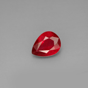 1.26캐럿 천연 핑크 레드 루비, 배 모양, 7.8×6 mm, VS-SI