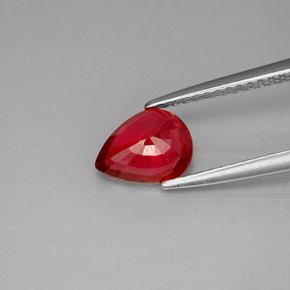 1.26캐럿 천연 핑크 레드 루비, 배 모양, 7.8×6 mm, VS-SI