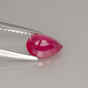 0.98캐럿 천연 핑크 레드 루비, 배 모양, 7.2×5 mm, VS-SI